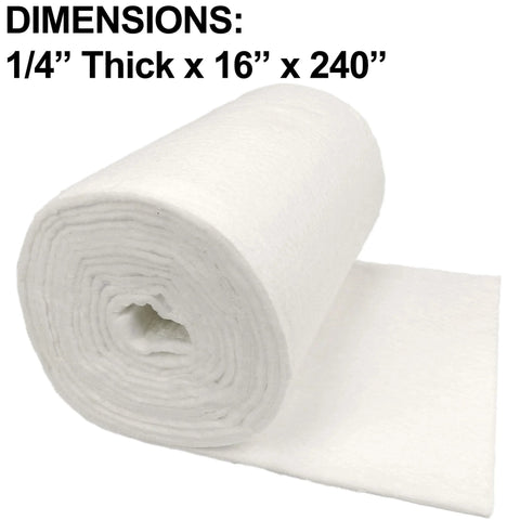 Ceramic fiber insulation blanket roll, white, 1/4-inch thick, 16 by 240 inches