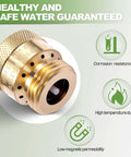 Close-up of a brass 2 Pack Brass 3/4 Inch GHT Hose Bibb Connector Backflow Preventer Vacuum Breaker with corrosion resistance.