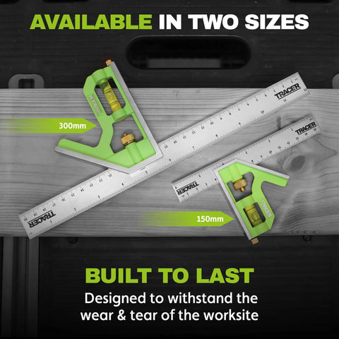 Badass 6 Inch Combination Square With Built In Level And Etched Scribe Durable Stainless Steel Ruler for precise measurements.