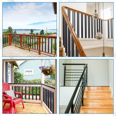 Heavy Duty Black Aluminum Deck Balusters 36 Inches High By 3/4 Inches Wide Pack Of 120 for various deck and staircase designs.