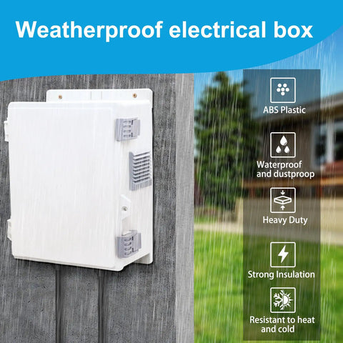 Outdoor Waterproof Electrical Junction Box Weatherproof Nema Enclosure made from durable ABS plastic, mounted outside