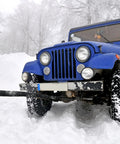 Beefed-Up Heavy-Duty Synthetic Winch Rope 50 Ft Quarter Inch, 10,000 Lb Load Rating For ATV SUV And Truck attached to a jeep in snow