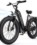 Beast 1500W Peak Electric Mountain Bike For Adults With Hydraulic Brakes, 28 MPH Top Speed, 75 To 105 Mile Range With 48V 13Ah Or 18Ah Battery, 28 Inch Step Through Full Suspension Electric Dirt Bike, black fat-tire front view