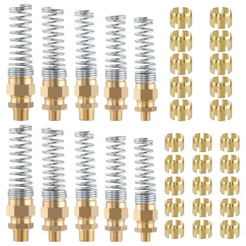 Brass DOT Air Brake Hose End Fitting Kit 35-Piece Set With Five Male Connectors And Spring Guard, industrial trucks and trailers