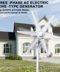 12V And 24V 800W Wind Turbine Kit With Controller And Six Blades Ultra Low Start Speed One Meter Per Second installed in front of a house