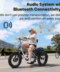 Electric Tricycle For Adults With Fat Tire Folding 20x4 Inch Wheels, 750W 48V E Trike, woman riding on road