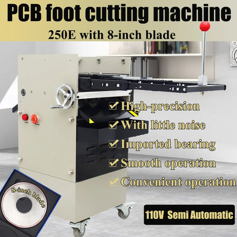Pro Grade Semi Automatic PCB Lead Wire Cutter for Circuit Boards with 8-inch Blade, 110V, Stainless Steel Guide