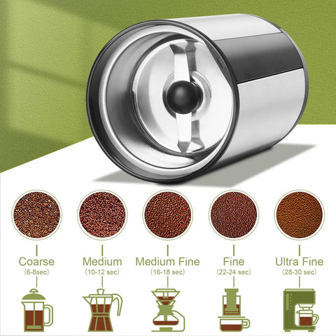 Electric Coffee Grinder With Quiet Operation, One Touch Grinding For Beans And Spices, stainless steel blade visible