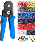 Ferrule Crimping Tool Kit With Self Adjusting Ratchet For Precise Crimps, Includes 1200 Wire Ferrules in assorted colors
