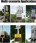 Solar Powered Radar Speed Sign With Real Time Speed Display for highways and speed limited roads, wireless setup, high visibility LED.