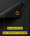 Close-up of 4x6ft Silicone Coated Fiberglass Welding Blanket Fireproof And Fire Retardant Beefed Up Heavy Duty Heat Shield with grommet