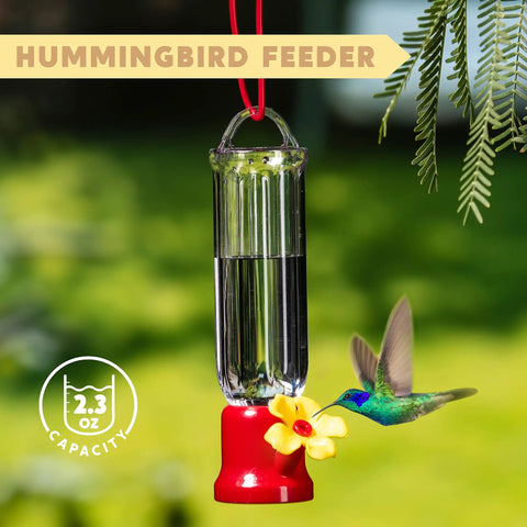 Set Of 6 Mini Hummingbird Feeders With Hanging Wires, Transparent Outdoor Hummingbird Feeder Set With Flower Shaped Sipping Outlet