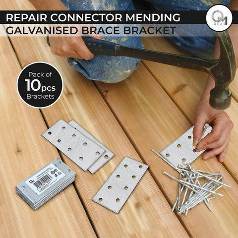 Professional Grade Galvanized Steel Flat Joining Nail Plates For Timber Framing Rock Solid Connectors No Sweat Setup Kickass Strength Perforated Metal Brackets 10 Pack