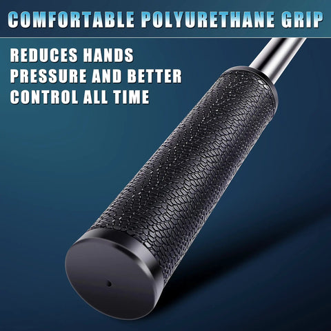 Premium Stainless Telescopic Golf Ball Retriever with Dual Rubber Head featuring no sweat polyurethane grip handle.