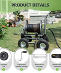 Heavy Duty Garden Hose Reel Cart With Wheels For Outdoor Use 250 Feet Of Five Eighth Inch Hose Capacity Weather Resistant