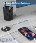 2 Inch Desk Power Grommet Outlet With USB C And USB A Recessed Power Strip on office desk with phone charging