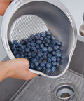 Stainless Steel Rice Washer Strainer Bowl With Agitator Bumps For Quick No Fuss Rinsing, Rust Resistant Colander washing blueberries