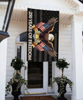 250 Years Of Freedom USA Flag 3x5 Ft With 3 Layer Double Sided Print Fade Resistant Reinforced Brass Grommets 1776 To 2026 Patriotic Flag For Your Backyard Setup And Outdoor Display hanging on a porch.