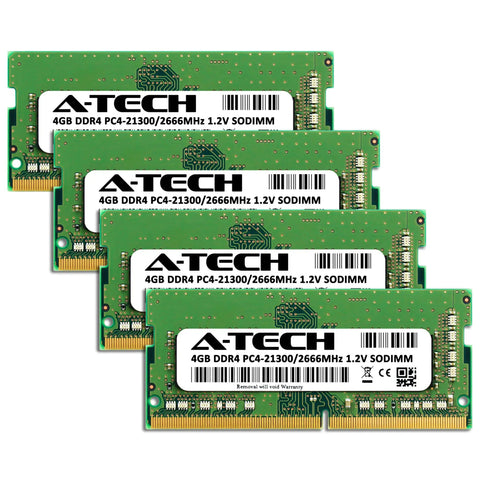16GB DDR4 RAM Kit 2666MHz SODIMM For Laptops And Notebooks PC4-21300 PC4-2666V Unbuffered NonECC 1.2V 260Pin 4x4GB Upgrade