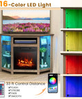 Corner Electric Fireplace TV Stand With Heater And LED Lights, Easy App Control, Adjustable Shelves, for 50 Inch TVs, Gray Finish