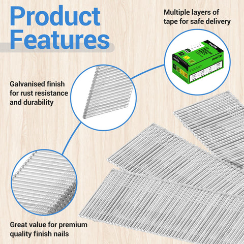 All In One Pro Pack 2000 16 Gauge Finish Nails galvanized 20 degree angled nails for pneumatic or cordless finish nailers