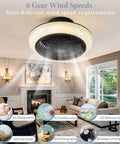 Super Quiet 18 Inch Ceiling Fan With Lights And Remote Control, Modern Flush Mount DC Motor in a living room setting