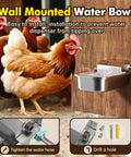 No Fuss Automatic Water Dispenser For Dogs And Livestock, 3 Liter Stainless Steel Faucet Bowl wall-mounted, easy to install for chickens.