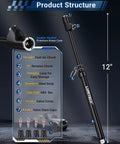 Dual Head Tire Pressure Gauge Two Pack Built Like A Tank For Trucks RVs And Cars 10 To 150 PSI 1 To 10 Bar With Valve Cores And Valve Caps Brass Core Zinc Alloy Chuck Durable Weatherproof, 12-inch tool layout