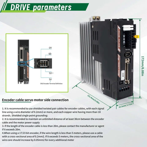 ZBX80 Plus CNC Motion Platform with 400W 220V servo motor drive, side view showing dimensions and connection details.