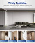 Modern living room with multiple types of doors demonstrating applications for Hidden Door Hinges 6x2.5x1 Inch Zinc Alloy Concealed Hinge Set.