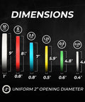 Dimensions chart of Fractional Weight Plates Set for Incremental Gains on Standard 2 Inch Olympic Bars, 10 Lb Pair, Smooth Fit.
