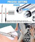 Close-up of 25-Piece Model Building Tools Kit For Hobbyists And DIY Enthusiasts with cutting tools and precision tools.