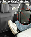 Custom Fit Seat Back Kick Protector And Rear Organizer For Tesla Model Y Model 3 Model S And X showing rear seat protection with pockets.