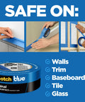 Multi Surface Painter Tape 1 Inch Wide Blue Masking Tape 60 Yards for use on walls, trim, baseboards, tile, and glass.