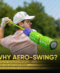 Golfer using Whip Shaft Tempo Golf Trainer with flexible shaft for swing training, air resistance feature visible