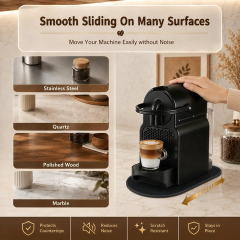 Sleek Sliding Mat For Inissia Espresso Machine With Anti Slip Base And Hanging Strap Easy Clean Surface Protects Countertop