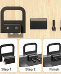 Heavy Duty 6 Piece Metal Mattress Grippers Extra Wide Anti Slip Bed Holders Adjustable Design, installation steps, metal parts on wood.