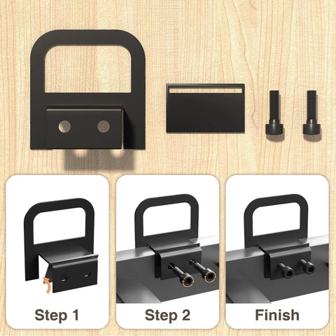 Heavy Duty 6 Piece Metal Mattress Grippers Extra Wide Anti Slip Bed Holders Adjustable Design, installation steps, metal parts on wood.