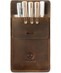 Mens Pocket Protector Full Grain Leather Heavy Duty Pen Holder For Shirts And Lab Coats Holds Six Pens