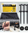 Open box of Upgraded Double Sided Teeth Self Locking Nylon Universal Cable Tie Buckle Kit For Cars And Home Use with close-up views