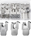 111 Piece Picture Hanging Hooks For Drywall Kit No Damage With 15lb 25lb And 40lb Options Heavy Duty Steel Pins That Press In Easy No Drill Tool Free Wall Hangers For Home Office Garage Quick No Mess Frame Mounts Made Simple. 111-piece steel drywall hooks kit with 15lb, 25lb and 40lb hangers in a storage case