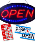 Open Sign LED Neon Oval For Businesses With Flashing Mode, Shows Business Hours And Open Closed Signs, Easy Install