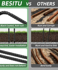 Comparison between black coated 12 Inch Rebar J Hook Ground Stakes 16 Pack Heavy Duty Galvanized Fence Stakes and rusted ones