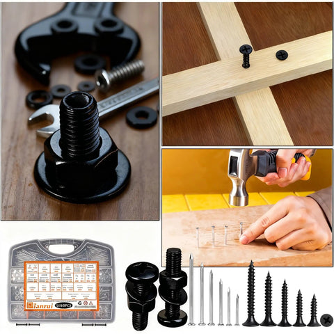 Heavy Duty 1680 Piece Fastener Assortment Kit Holds Every Machine Screw Drywall Anchor And Bolt You Gotta Own For Tough DIY Builds Or Quick Home Fixes Tidily Stored In A Case with various fasteners and tools.