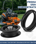 Heavy Duty Drive Belt And Idler Pulley Kit Replacement For Lawn Mowers Fits Z254F with mower in background