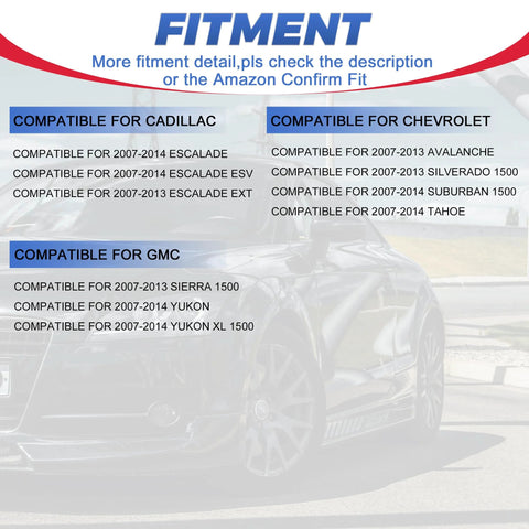 Fitment compatibility list showing Cadillac, Chevrolet, GMC models for 4WD Front Wheel Hub Bearing Assembly With ABS 515096 WE60747