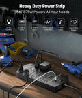 Beefed Up Heavy Duty Power Strip With 13 Widely Spaced Outlets, 2 USB A And 2 USB C PD 20W Fast Charge, workbench setup