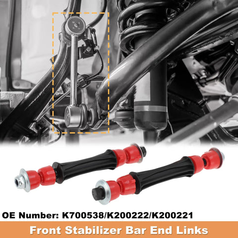 Two Piece Front Sway Bar Link Kit With Bushings For Cadillac Escalade Tahoe Silverado Avalanche GMC Yukon Sierra 2004 2018 Durable Stabilizer Links For Tight Handling And Smoother Rides On Rough Roads, red-black front end links