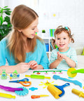 Amazon 28-piece dough and clay play tools kit for kids with animal cutters, rolling pins, extruder and safety scissors