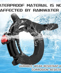 Universal Dope Motorcycle Cruise Control Throttle Lock Clamp in water showing durable ABS build and splash resistance.
